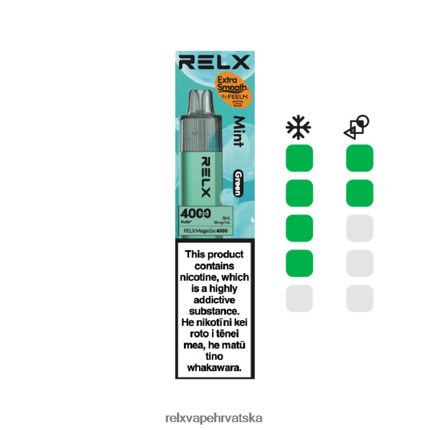 RELX Okusi | menta (zelena) RELX MagicGo 4000 jednokratnih vapea 480L2N4