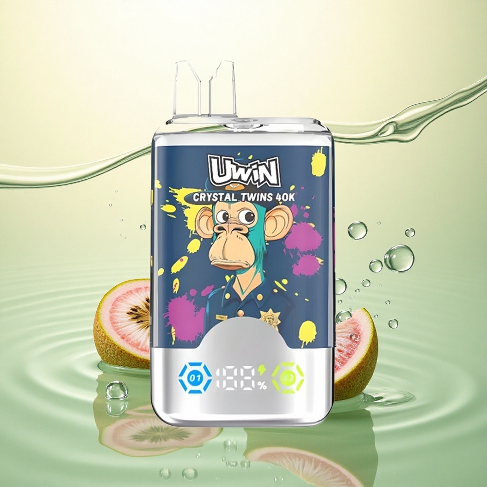 Uwin Crystal Twins 40000 Puffs Kivi Marakuja Guava Borovnica Malina s dvostrukim okusima i 850mAh baterijom