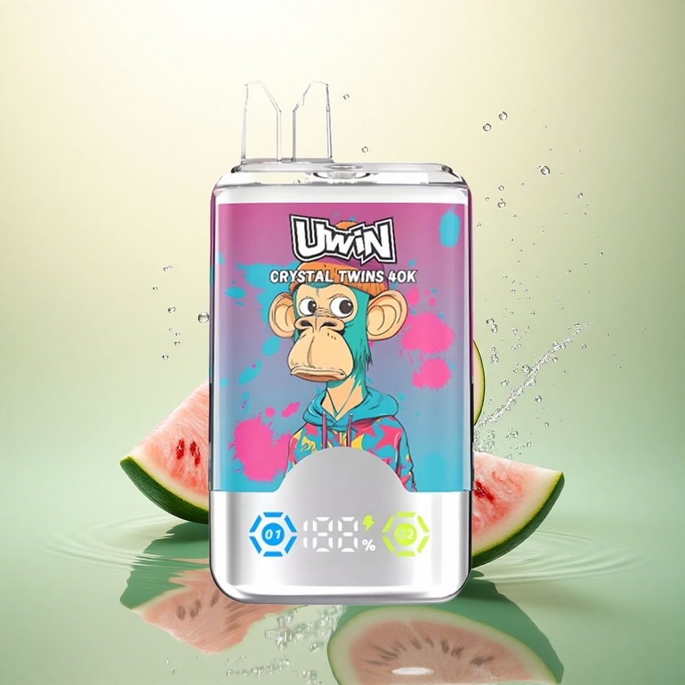 Uwin Crystal Twins 40000 Puffs Lubenica Led Mješavina Bobica s 850mAh i dvostrukim okusom