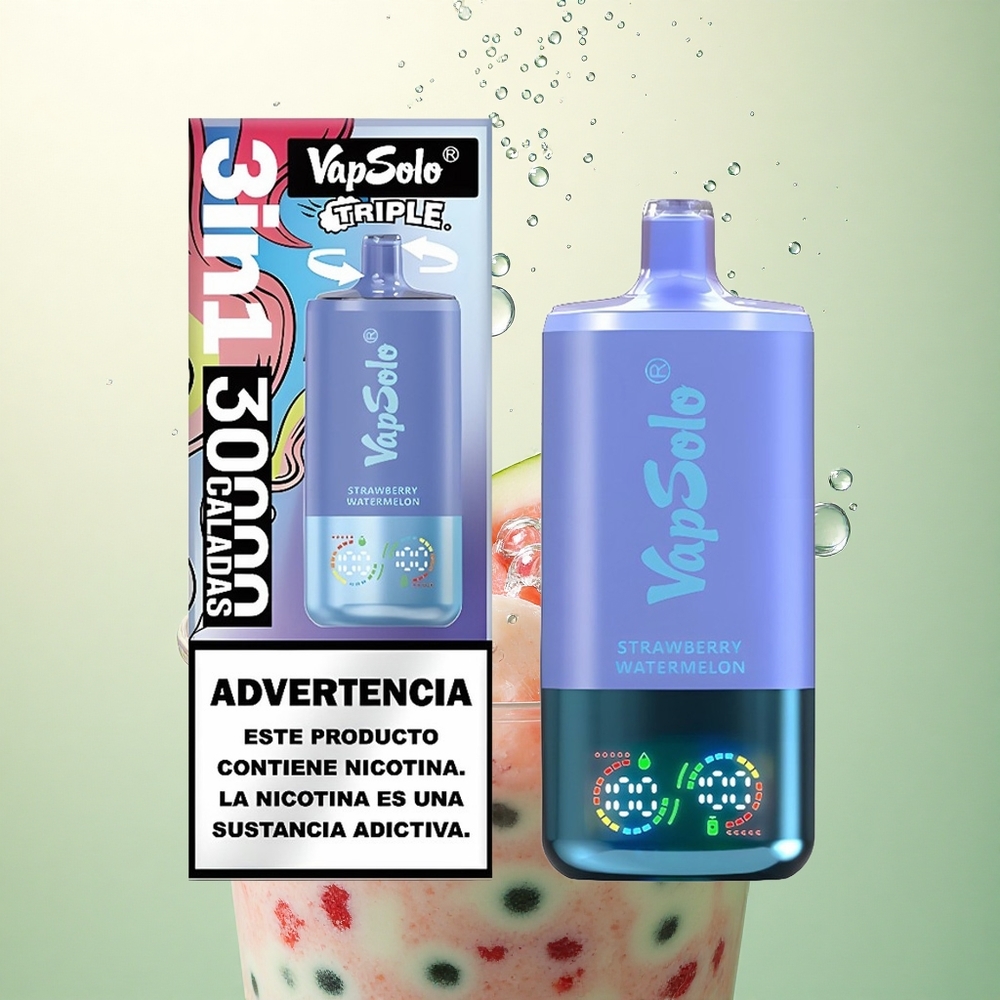 Vapsolo Triple 30000 Puffs Jagoda Lubenica & Borovnica Led s 40ml e-tekućine i 20 mg/ml nikotina