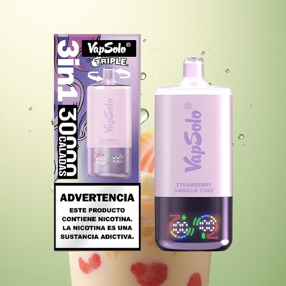 Vapsolo Triple 30000 Puffs Jagoda Vanilka Koka s 40ml e-tekućinom i nikotinom 20mg/ml