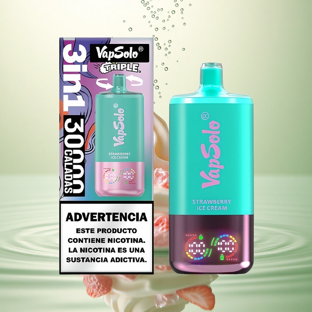 Vapsolo Triple 30000 Puffs Jagodni Sladoled 40ml 20mg nikotina Tip-C