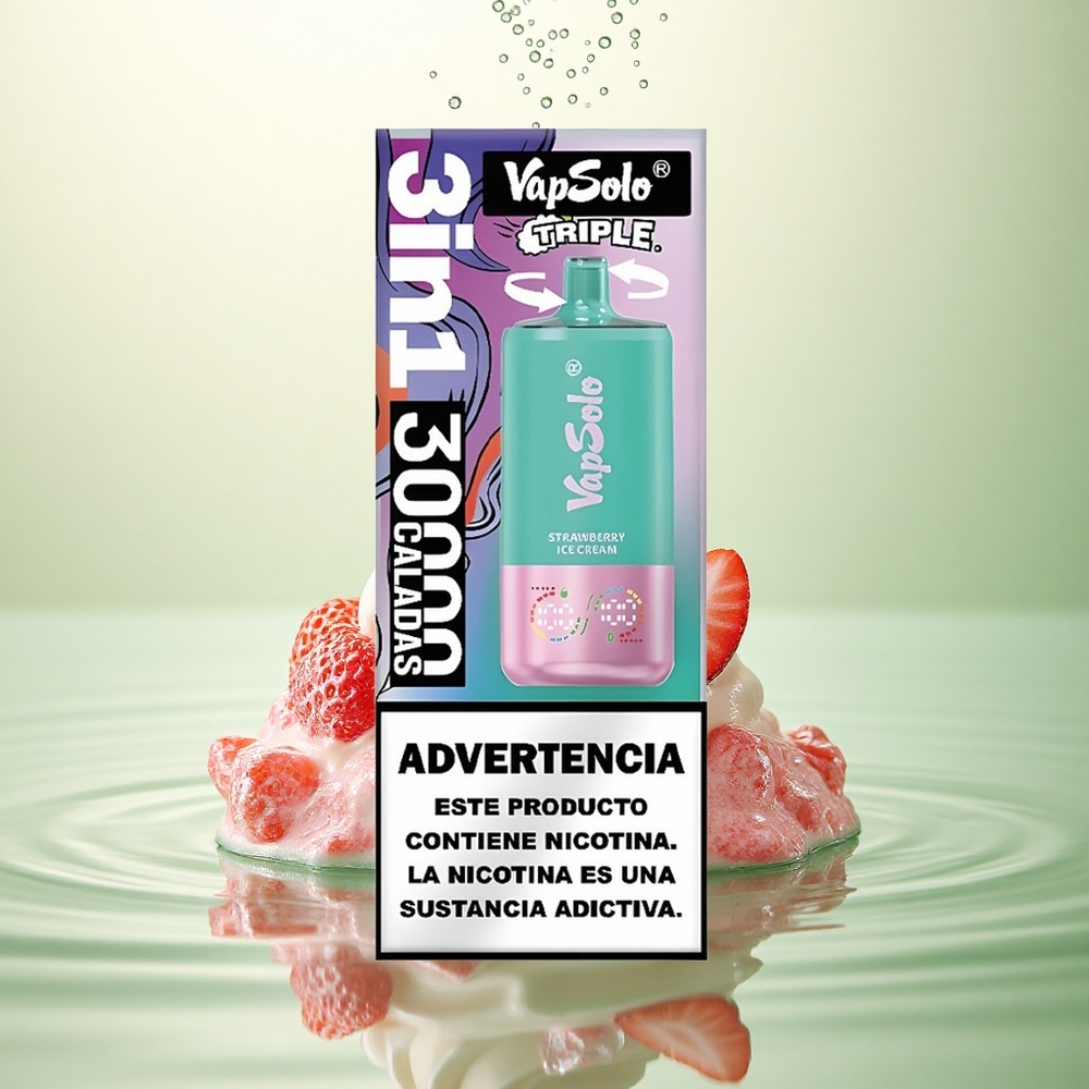 Vapsolo Triple 30000 Puffs Jagodni Sladoled 40ml 20mg nikotina Tip-C