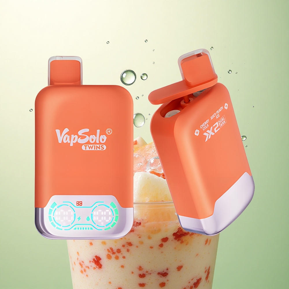 Vapsolo Twins 20000 Puffs Trešnjeva Kola & Sočna Breskva Led s 40 ml E-tekućine i 20mg/ml Nikotina