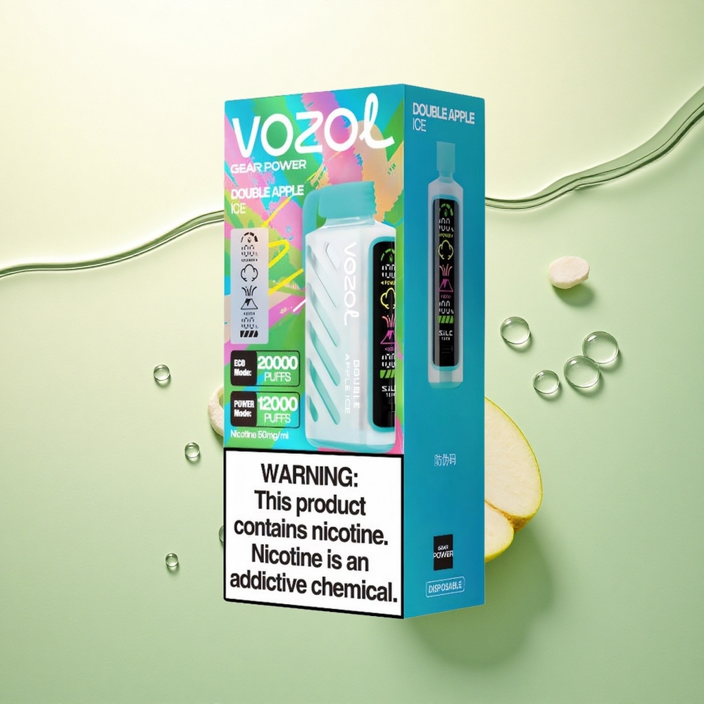 VOZOL Gear Power 20000 Puffs Dvostruka Jabuka Led s Dual Mesh Coil i 20mL Tekućine
