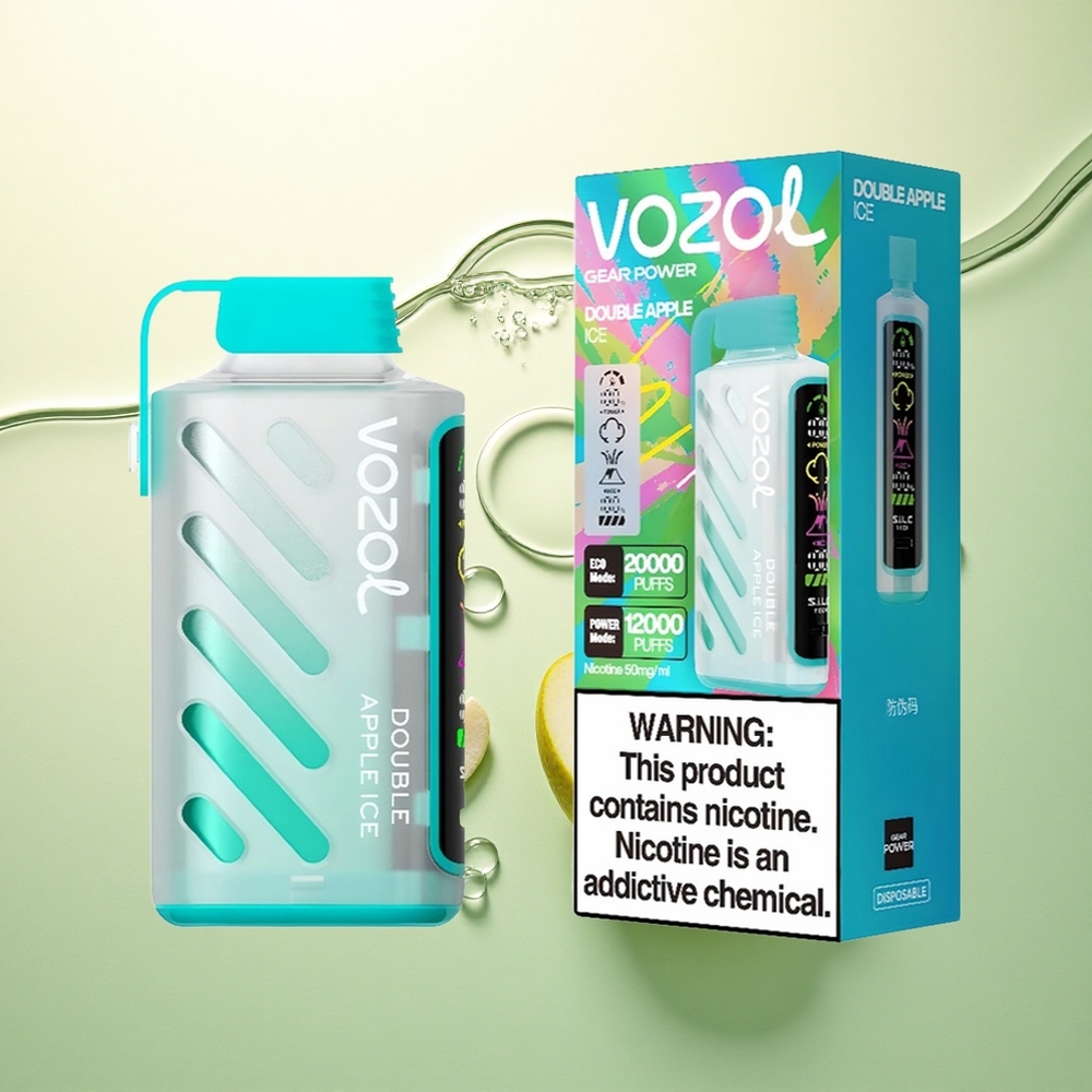 VOZOL Gear Power 20000 Puffs Dvostruka Jabuka Led s Dual Mesh Coil i 20mL Tekućine