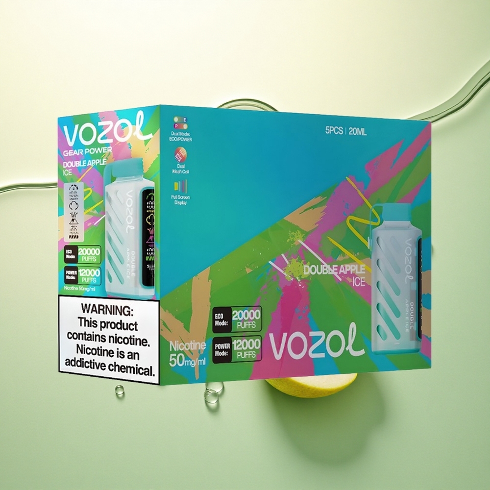 VOZOL Gear Power 20000 Puffs Dvostruka Jabuka Led s Dual Mesh Coil i 20mL Tekućine