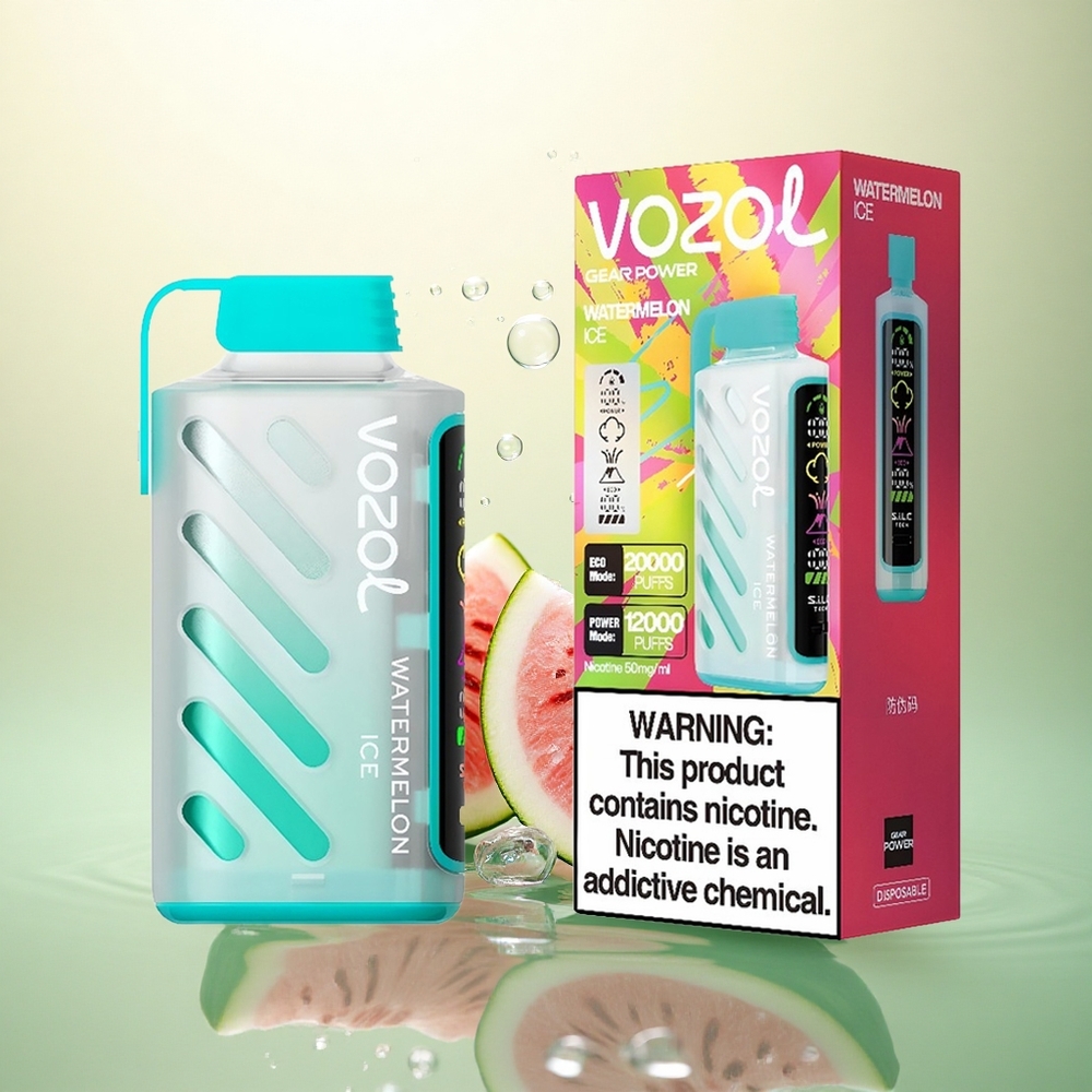 VOZOL Gear Power 20000 Puffs Lubenica Led s Dual Mesh Coil i 20mL