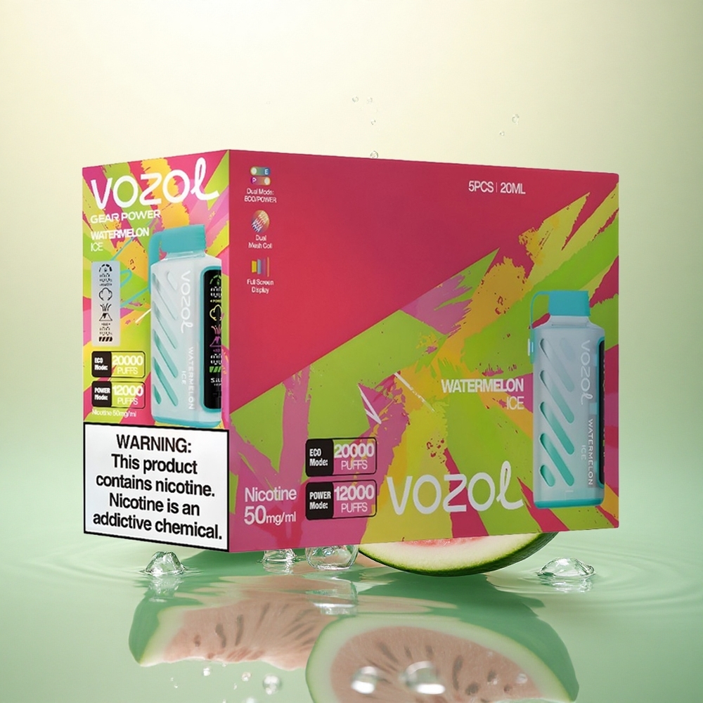 VOZOL Gear Power 20000 Puffs Lubenica Led s Dual Mesh Coil i 20mL