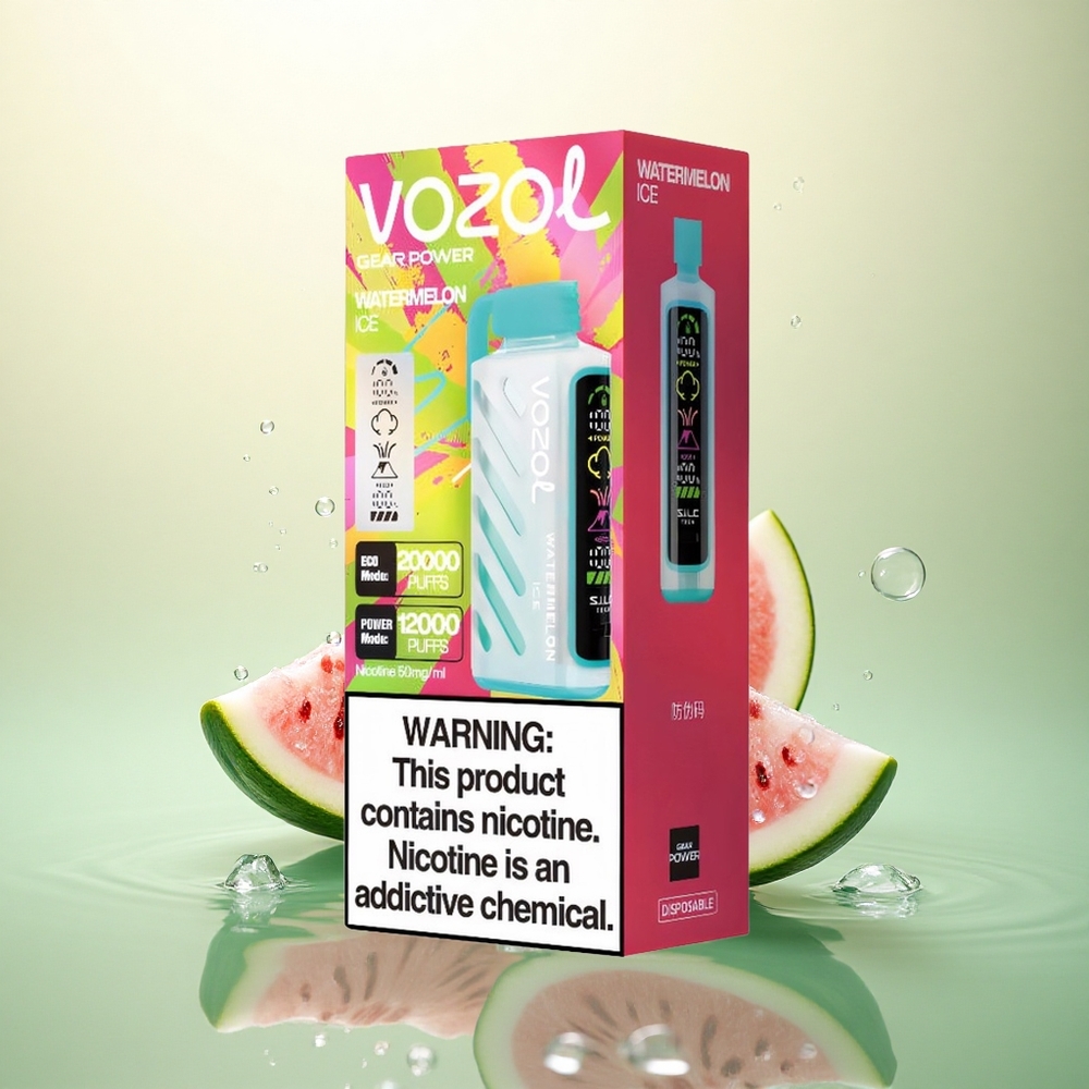 VOZOL Gear Power 20000 Puffs Lubenica Led s Dual Mesh Coil i 20mL