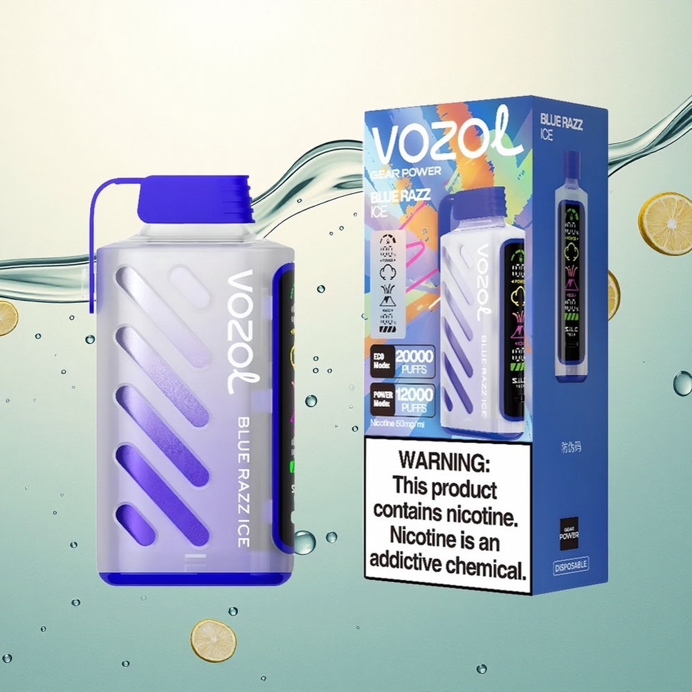 VOZOL Gear Power 20000 Puffs Plavi Malin Led S.i.L.C. Tech Dual Mesh Coil 20mL Nikotin 5%