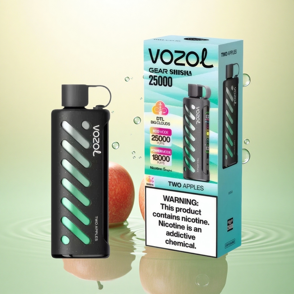 VOZOL Gear Shisha 25000 Puffs Dvije Jabuke Dual Mesh 1000mAh 5mg nikotina