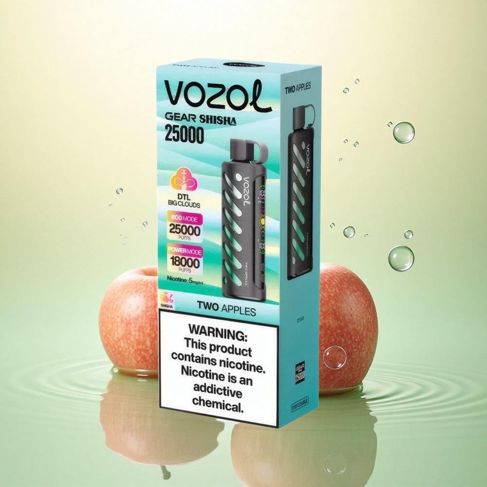 VOZOL Gear Shisha 25000 Puffs Dvije Jabuke Dual Mesh 1000mAh 5mg nikotina