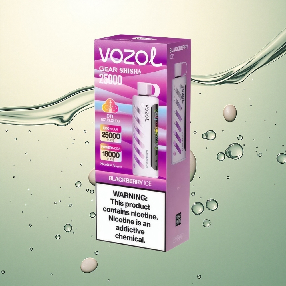 VOZOL Gear Shisha 25000 Puffs Kupina Led s 5mg nikotina i Dual Mesh načinima